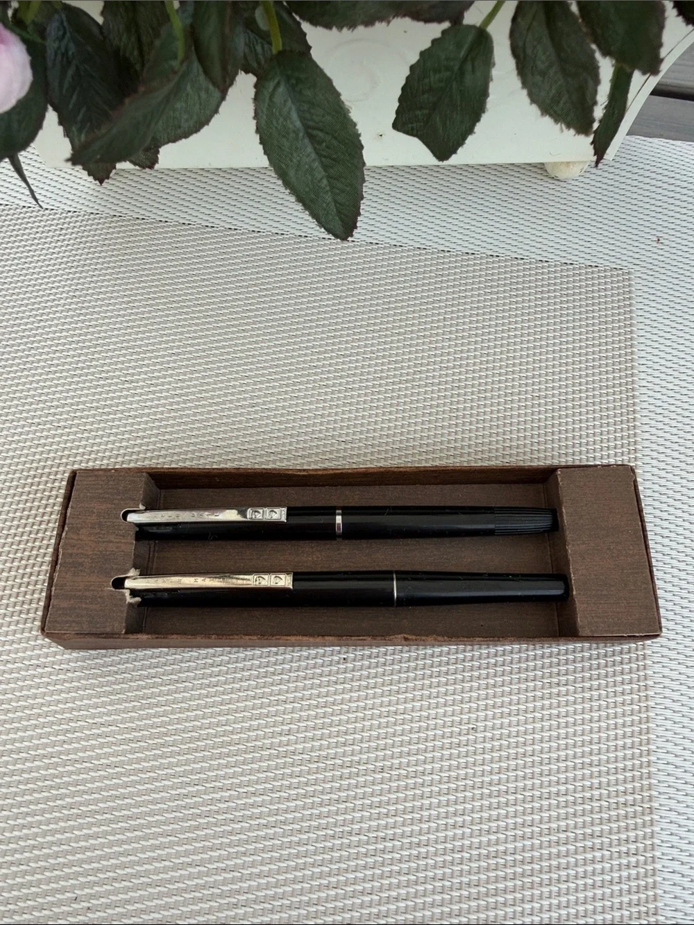 Vintage PAPER MATE black chrome set of two ink pen and pencil RARE FIND